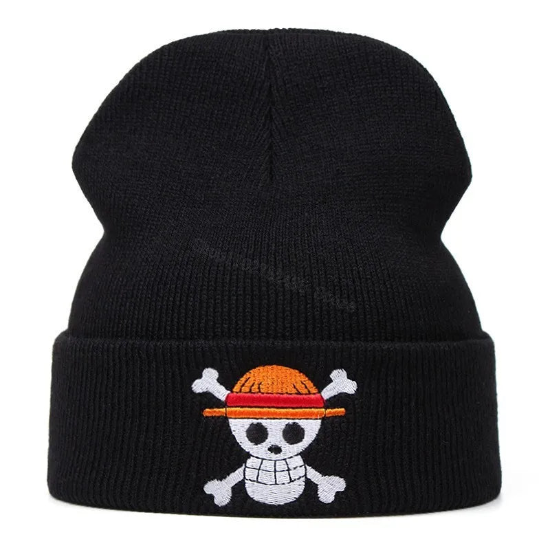 One Piece Knitted Hats Luffy Zoro Skull Embroidery Caps Fashion Men Women Winter Warm Beanie Cartoon Anime Bonnet Accessories