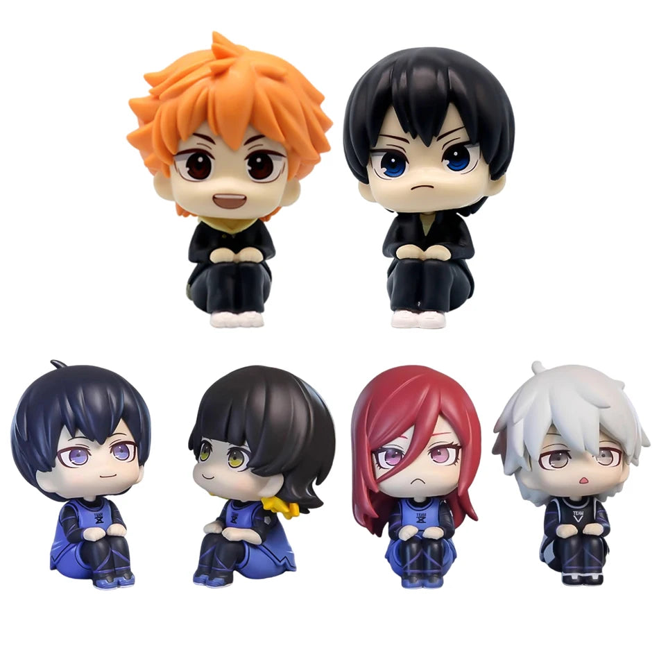 Anime10cm ‌BLUE LOCK Haikyuu!! Sitting Posture Cartoon Cute Figure Model Collection Desktop Ornament Kids Toys Gifts