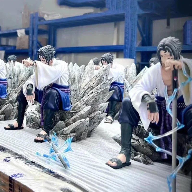 18cm NARUTO Uchiha Sasuke Mantra Seal Action Figure Sitting Pose Pvc Model Statue Collection Decoration Toys Gift Ornaments