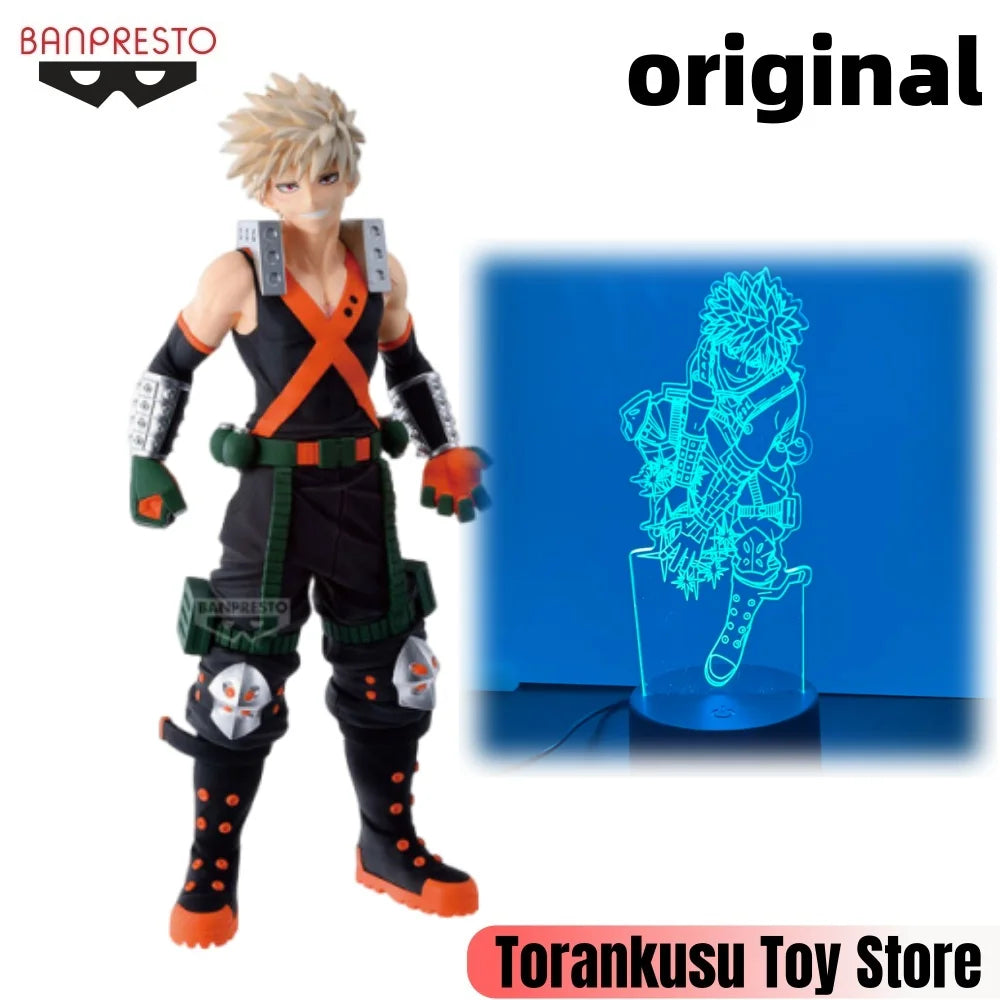 BANPRESTO My Hero Academia Anime Bakugo Katsuki 3d lamp Action Figures Model Figurine Original Figuarts Decoration Collection