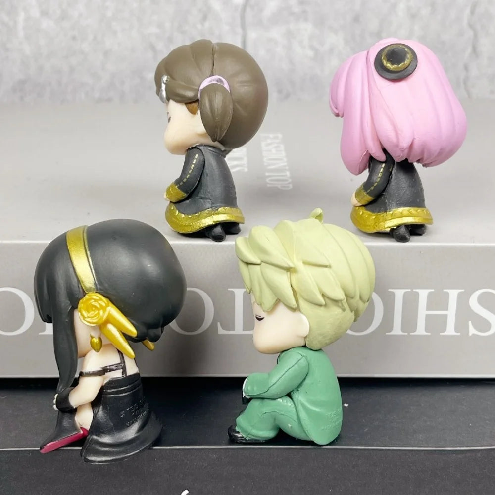 4pcs Cute SPY X FAMILY FigureSmall  Anya Sleeping Statues Anime Loid Forger Yor Figurine House Decoration Desk Accessories Gift