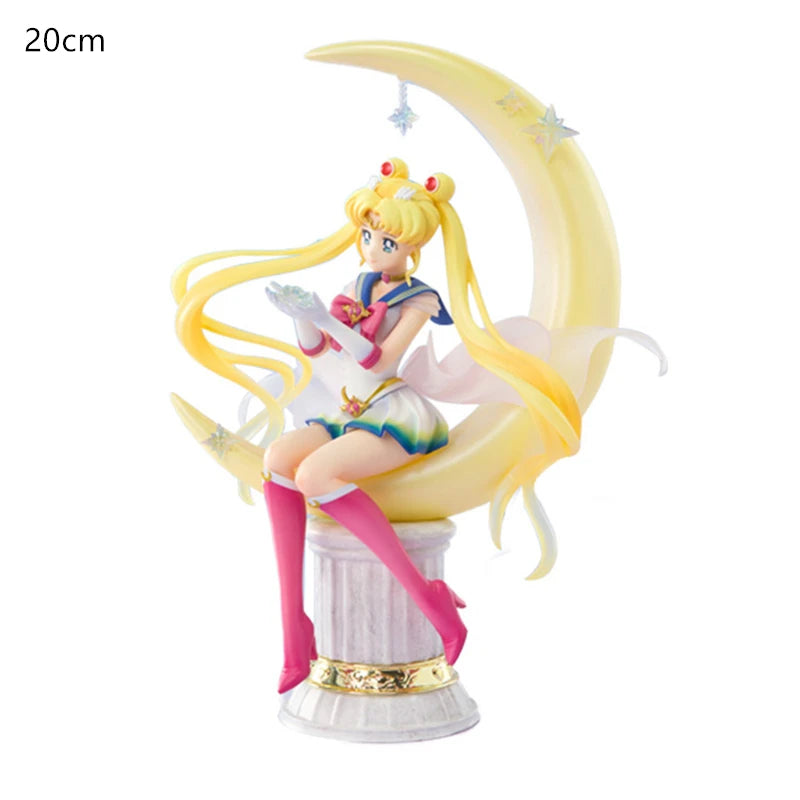 Sailor Moon Character Super Moon Rabbit Water Ice Moon Gold Wood Water Fire Neptune Ornament Anime Q Version PVC Model Gift