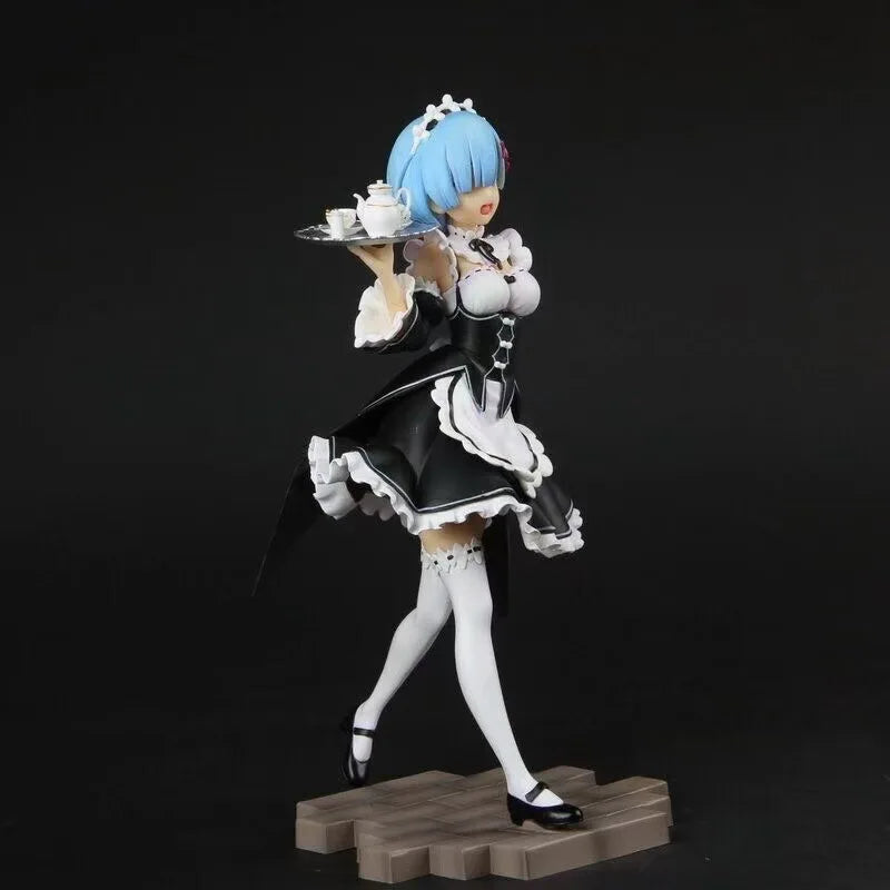 21cm Re:Zero Rem & Ram Maid Ver. Anime Figure - Twin Statue Set, Fans Collection, Desktop Decoration Ornament Toy