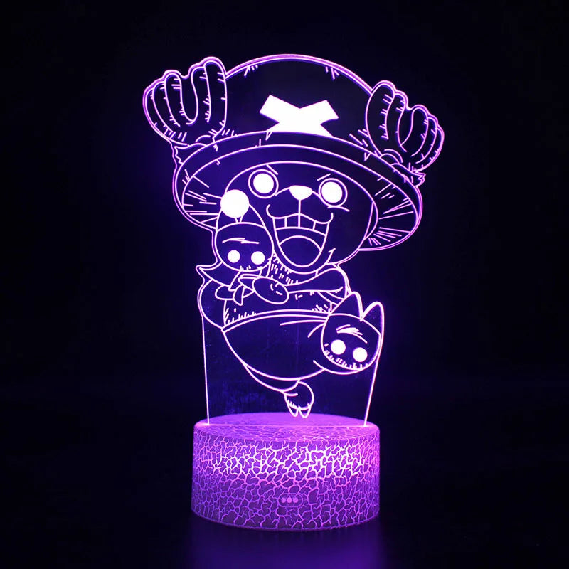 One Piece Zoro Luffy Nami Anime Night Lights Action Figure 3D LED Color Changing Toys Doll Usopp Sanji Chopper Hancock Xmas Gift