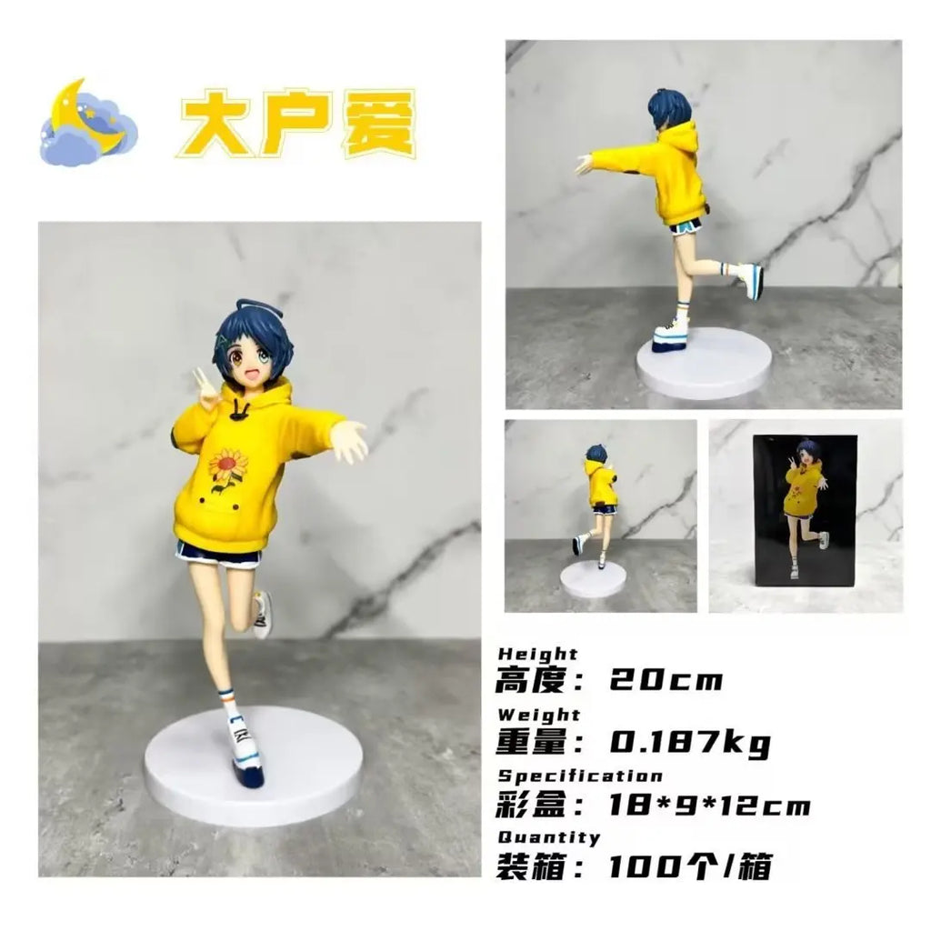 Anime Figure WONDER EGG PRIORITY Ohto Ai Figure Action Figuine PVC Yellow Hoodie Model Toy Doll 20CM Standing Static Decoration