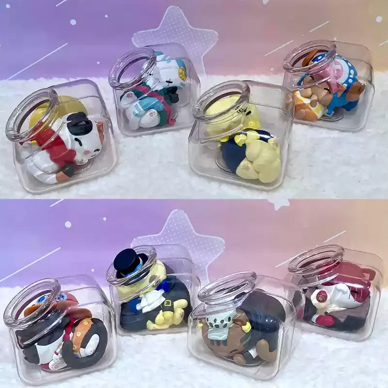 N Stock 100% Genuine Mh OnePiece Anime Figurine Pirate King Straw Hat Luffy Bottle Cat Goodnight Series Blind Box Cute Gift