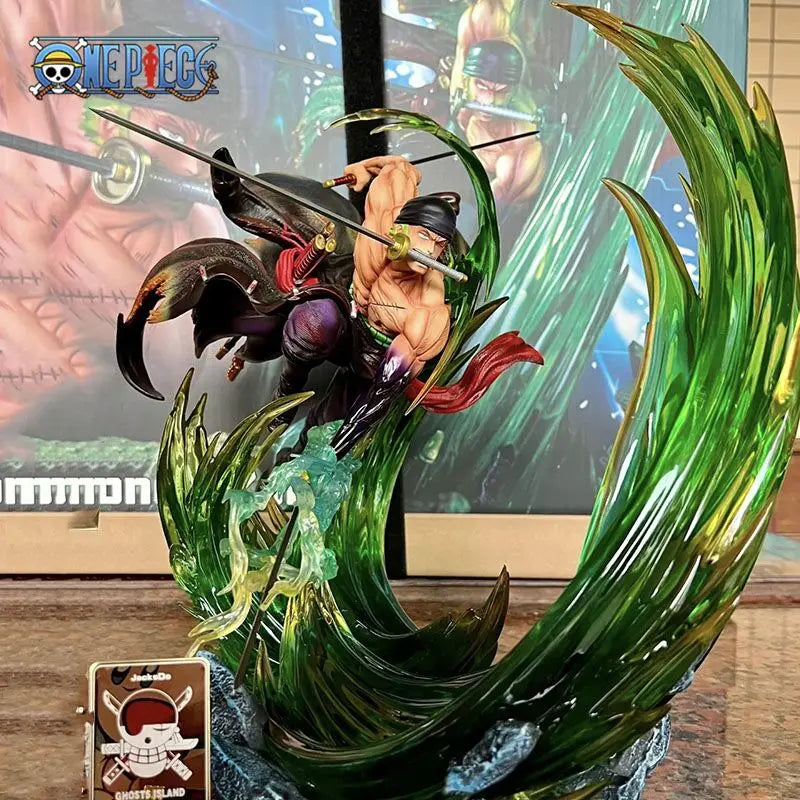 24cm One Piece Figure Roronoa Zoro Anime Figures Gk Luminous Pvc Statue Model Cool Room Decoration Toy Gift Children