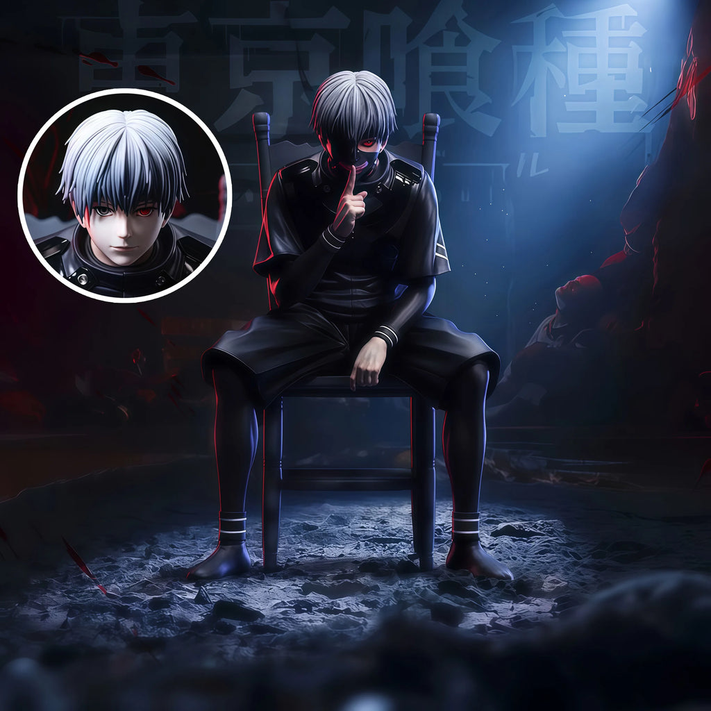 Anime Tokyo Ghoul Kaneki Ken Bimorphism Statue V2 Sitting Version Model Handmade Desktop Decoration Ornament Action Figures Toy