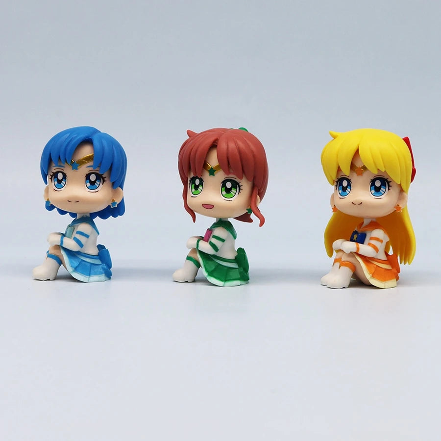 7cm Sailor Moon Anime Figure Tsukino Usagi/Chibiusa/Kino Makoto Action Figure Sailor Mars Jupiter Mercury Venus Figurine Kid Toy