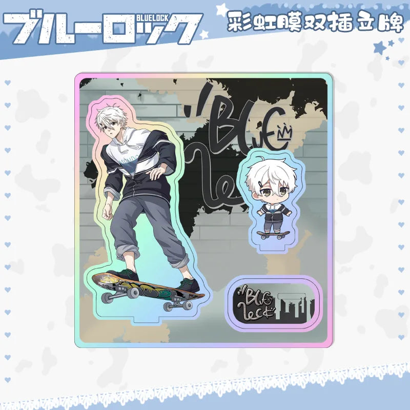 15cm Anime BLUE LOCK Figure Stand Model Isagi Yoichi Bachira Meguru Skateboard Birthday Tabletop Decoration Christmas Gift Toy
