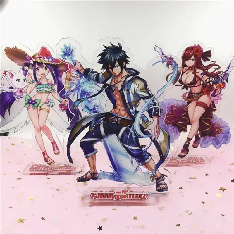 15cm FAIRY TAIL 100 YEARS QUEST Etherious Figure Acrylic Stand Lucy Heartfilia Statue Erza Scarlet Desk Ornament Toys Collection