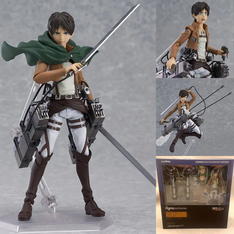 Attack On Titan Action Figure Figma Mikasa Ackerman 203 Eren Yeager 207 Captain 213 Model Statue Children Toys Birthday Gift