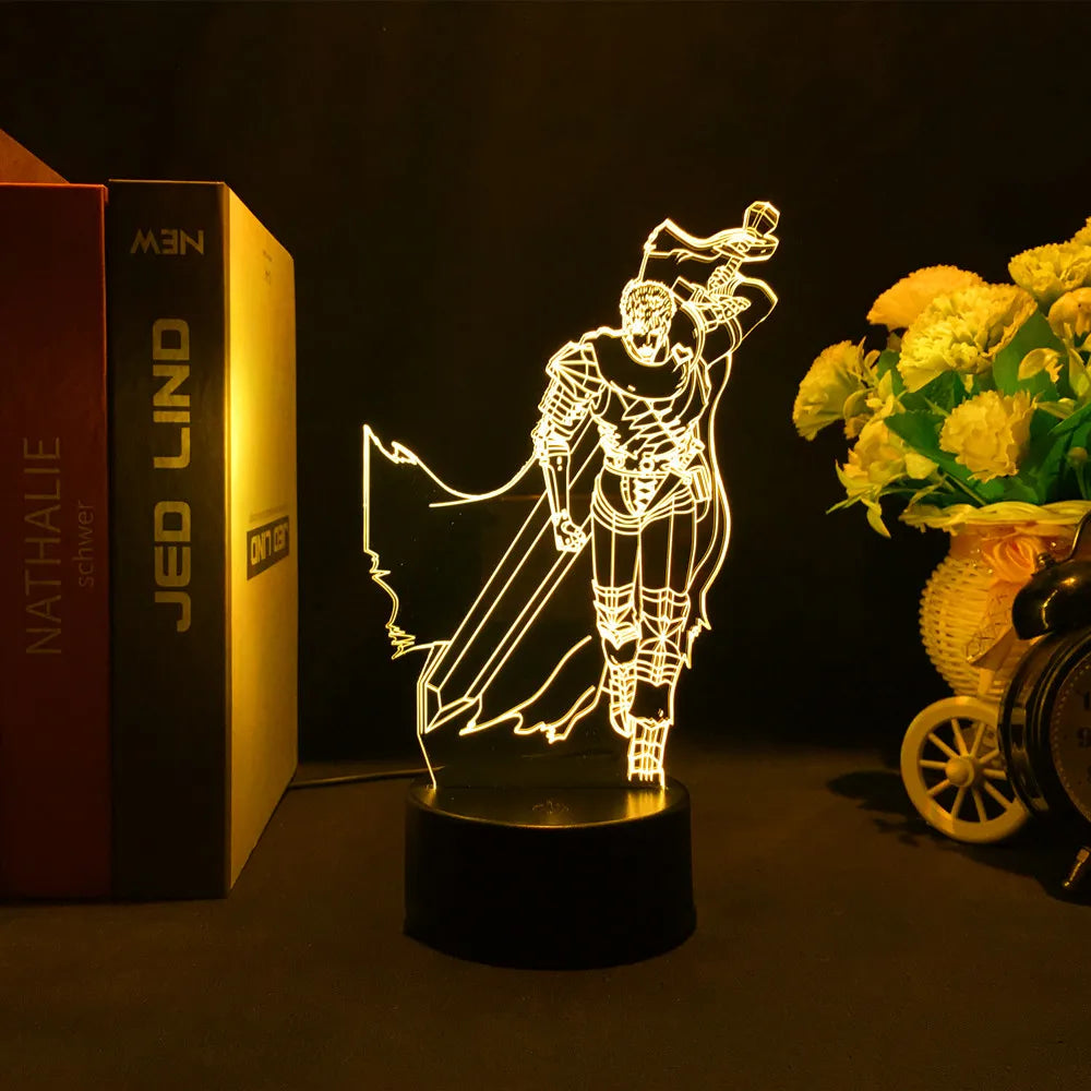 Anime Led Night Light Berserk Guts Acrylic Stand for Bedroom Decor Gift Colorful Action Figure Manga 3d Lamp