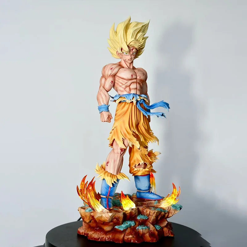 Jt Statue Dragon Ball Z Son Goku Figure Replaceable Heads Led Base Super Saiyan Goku Action Figures Collection Mode Toys Gifts