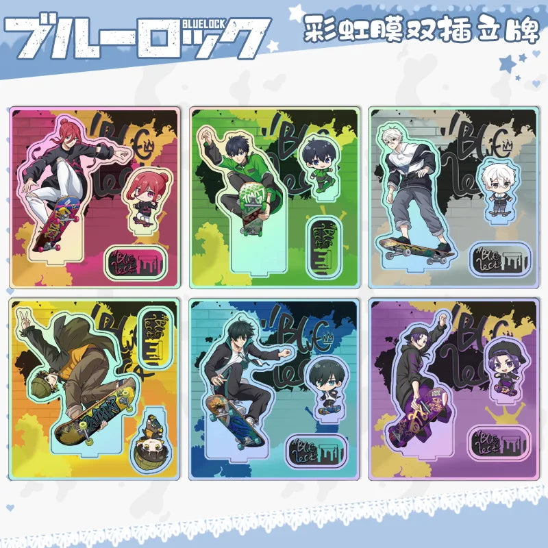 15cm Anime BLUE LOCK Figure Stand Model Isagi Yoichi Bachira Meguru Skateboard Birthday Tabletop Decoration Christmas Gift Toy