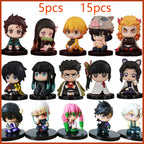 Q Posket Demon Slayer Figure Wholesale Mini Figurine 5cs 10Pcs 15Pcs Sets Kimetsu No Yaiba Small PVC Dolls Desktop Decoration