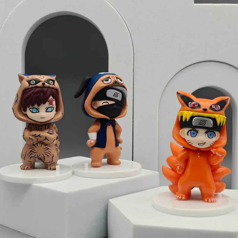 8Pcs/Set Anime NARUTO Action Figures Model Naruto Sasuke Kakashi 8cm Doll Costume Design PVC Collection Ornament Toys