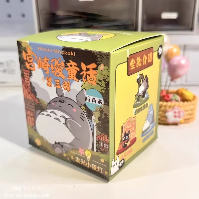 Totoro Blind Box Anime Figure By Hayao Miyazaki Wind Elf Glowing Night Light Mystery Box Decor Birthday Gift Collectible Kid Toy