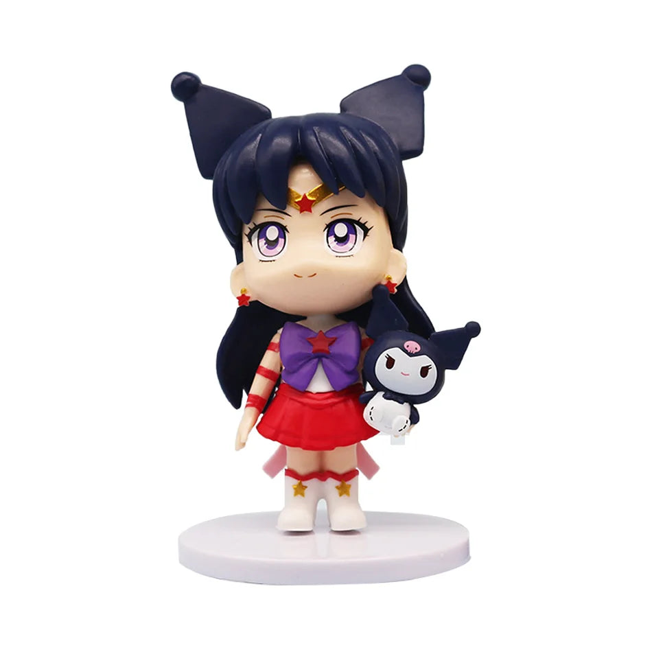 6 PCS/Set Pretty Guardian Sailor Moon 7cm Anime Figure Tsukino Usagi Chibiusa Hino Rei Kino Makoto Figurine Kids Toy