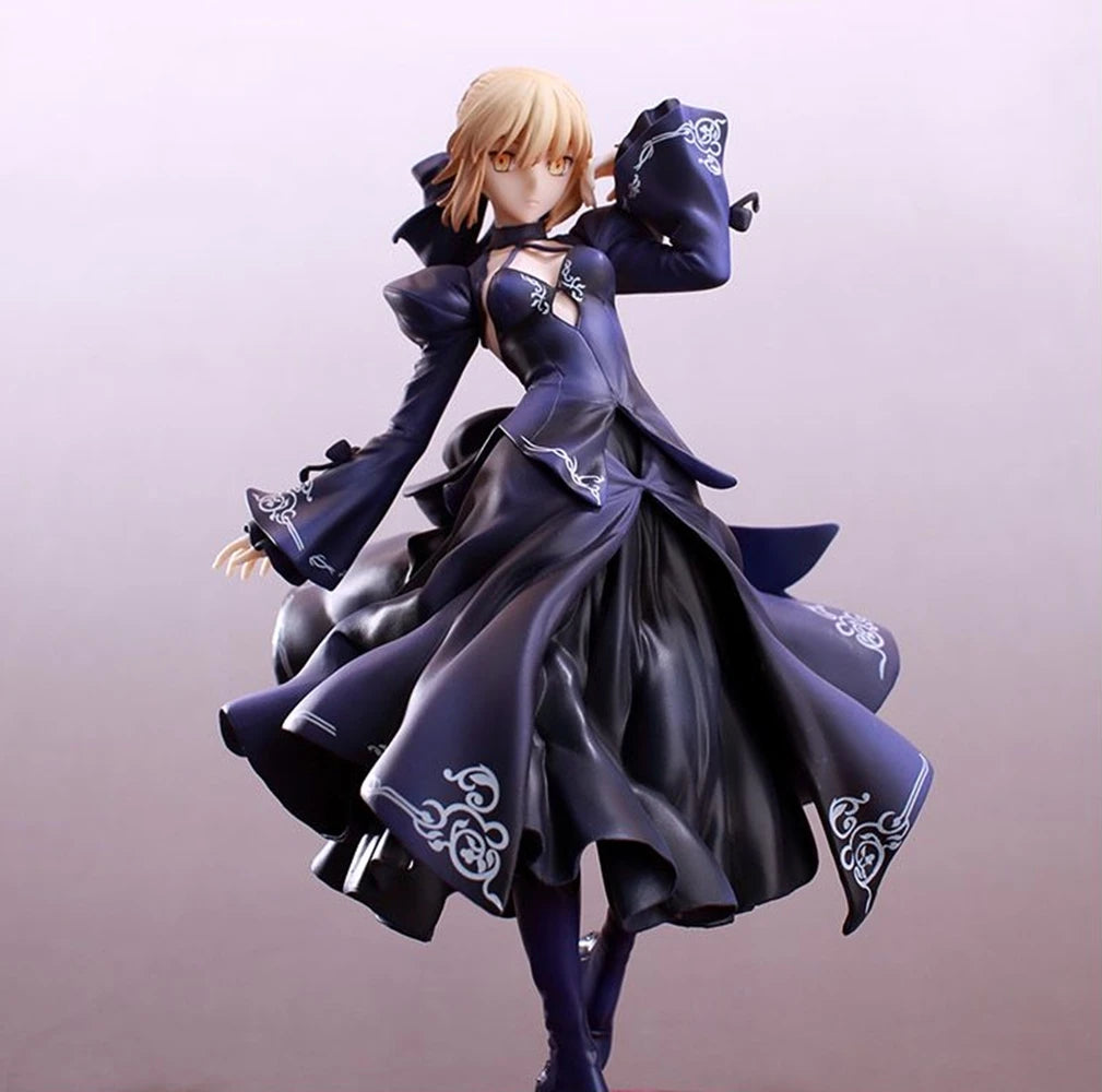 23CM Anime Gekijouban Fate/stay night Heaven's Feel Altria Pendragon Black Dress Up Saber Alter Model Toy Gift Action Figure PVC