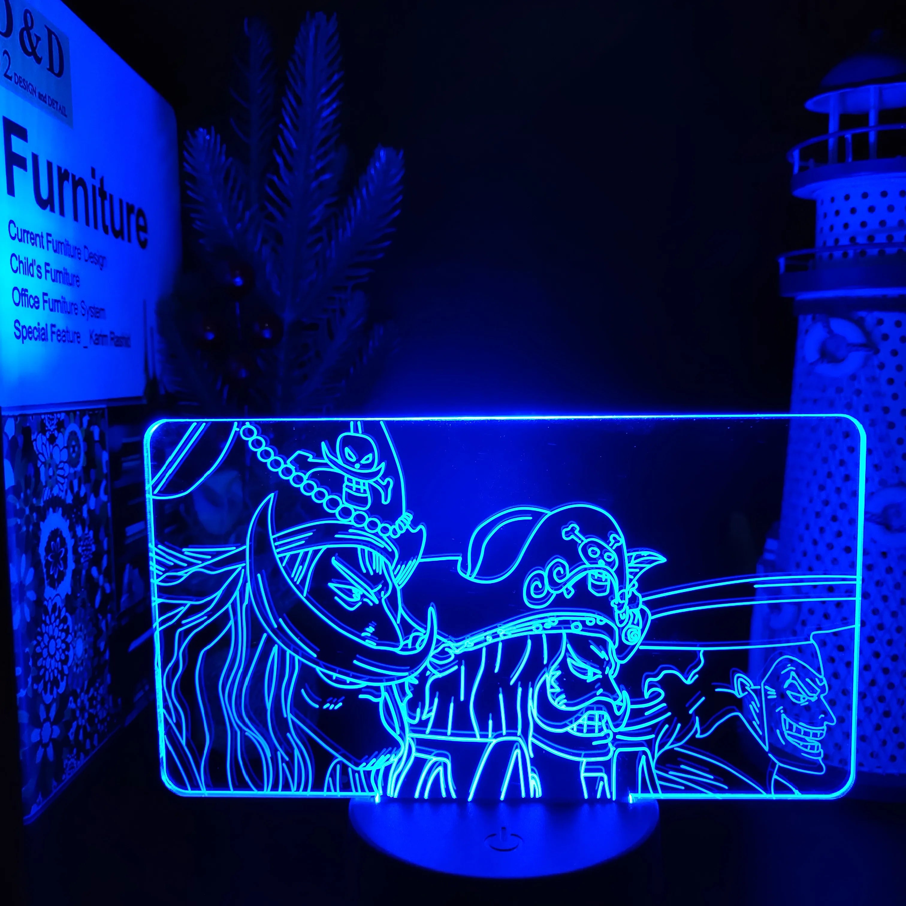 One Piece Zoro Luffy Nami Anime Night Lights Action Figure 3D LED Color Changing Toys Doll Usopp Sanji Chopper Hancock Xmas Gift