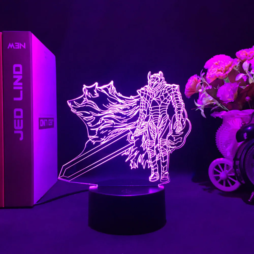 Anime Led Night Light Berserk Guts Acrylic Stand for Bedroom Decor Gift Colorful Action Figure Manga 3d Lamp
