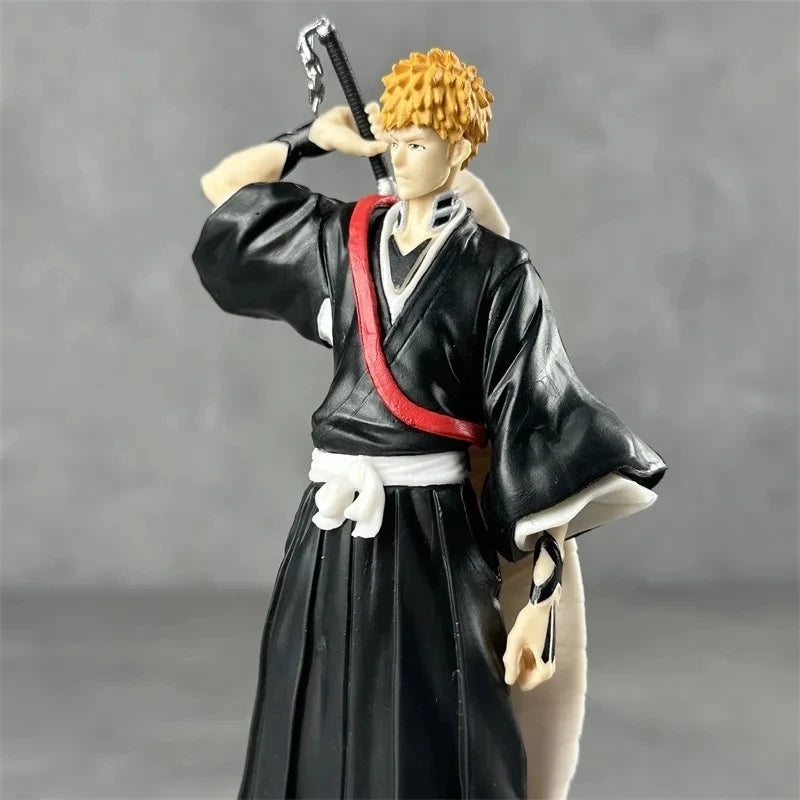 19cm Anime BLEACH Figure Kurosaki Ichigo Draw Sword Zangetsu PVC Action Figures Knife Collection Model Toys For Boy Gifts