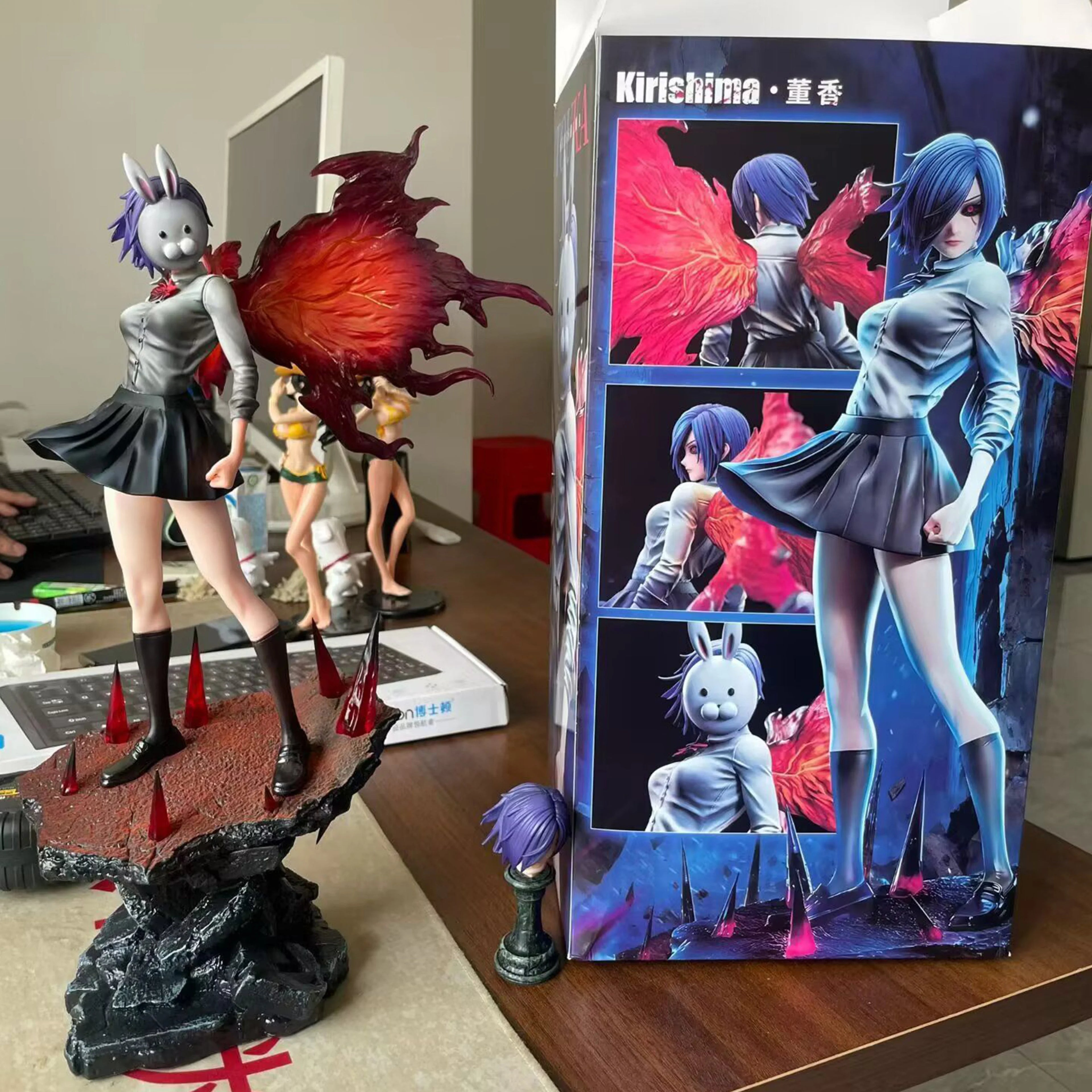 Touka Kirishima Figure Tokyo Ghouls Figures 28cm Two Headed Statue Collection Dolls Desk Decora Model Toys Kids Birthday Gifts