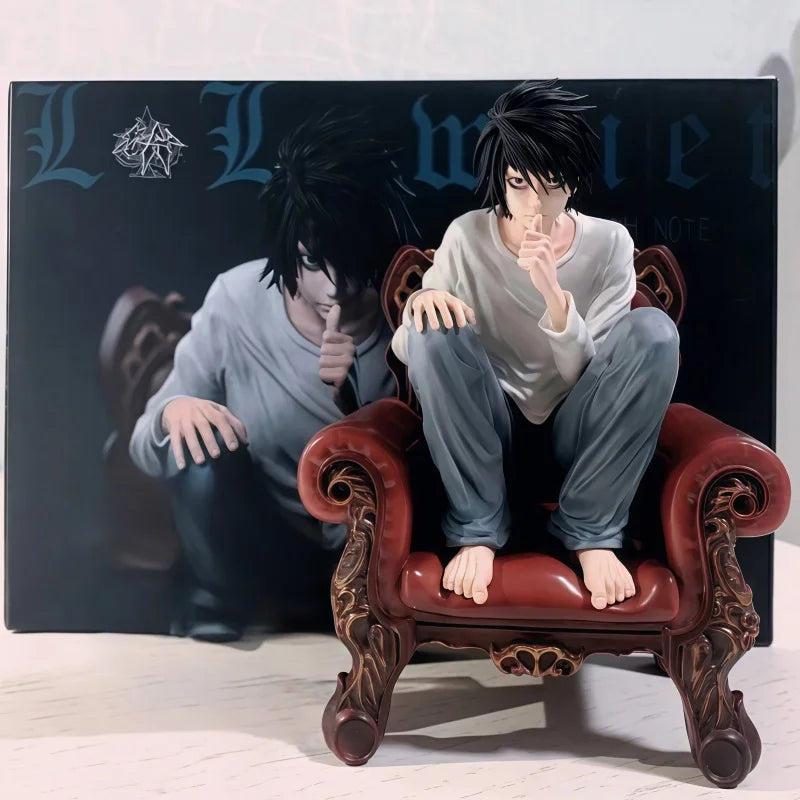 Hot In Stock Full Painted Death Note L. Lawliet Squatting Sofa Figurine Model Death Note Figure Character Anime Toy Random