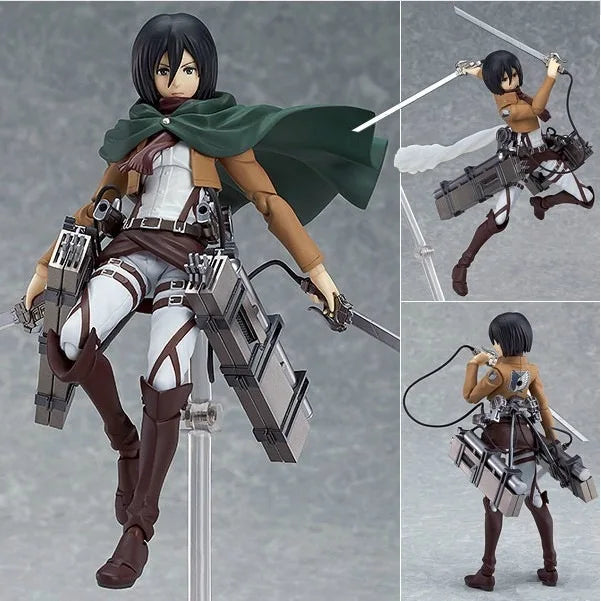Attack On Titan Action Figure Figma Mikasa Ackerman 203 Eren Yeager 207 Captain 213 Model Statue Children Toys Birthday Gift