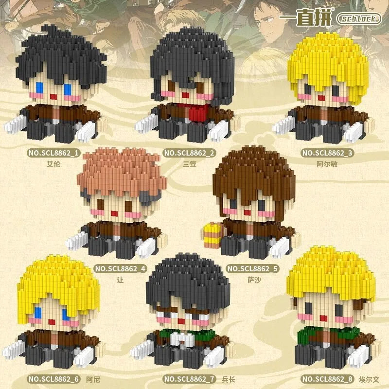 Attack on Titan Assembled Model Anime Eren Jaeger Action Figure DIY Ornaments Mikasa Ackerman Educational Toys Birthday Gifts