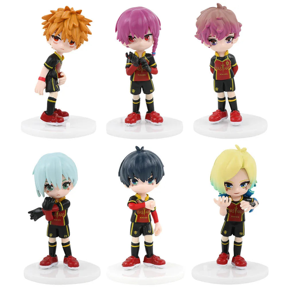 6pcs/set BLUE LOCK Isagi Yoichi Anime Figure Toys Collection Animation Model Cute Version Doll Desktop Ornaments