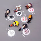 6 Pcs/Lot Q Version NARUTO Sasuke Gaara Uchiha Madara Figure 7-8cm 2 Style Personality Base Mini Figurines Decoration Doll Gifts