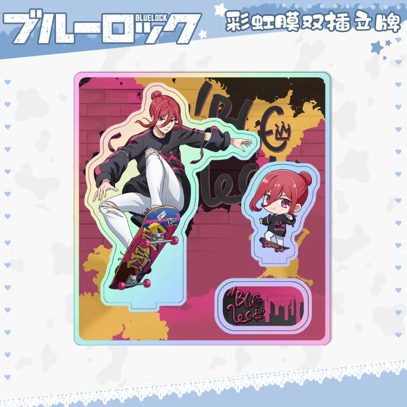 15cm Anime BLUE LOCK Figure Stand Model Isagi Yoichi Bachira Meguru Skateboard Birthday Tabletop Decoration Christmas Gift Toy