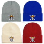 One Piece Knitted Hats Luffy Zoro Skull Embroidery Caps Fashion Men Women Winter Warm Beanie Cartoon Anime Bonnet Accessories