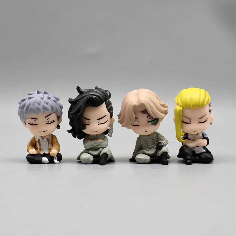 4pcs Tokyo Revengers Gk Manjiro Sano Draken Anime Figure Q Version Sitting Shoulder Sleep Desktop Decoration Model Childrens Toy