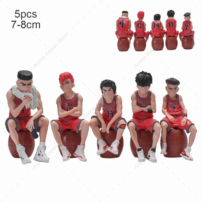 5pcs/lot Slam Dunk Kaede Rukawa Hanamichi Sakuragi Takenori Miyagi Ryota Action Figure Car Interior Decoration Model