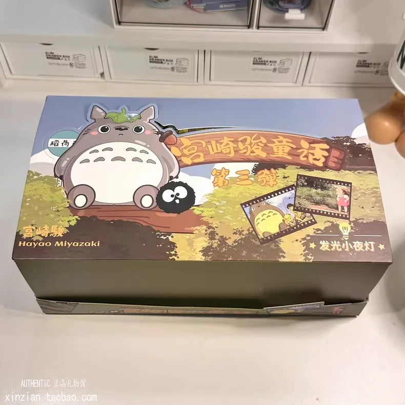 Totoro Blind Box Anime Figure By Hayao Miyazaki Wind Elf Glowing Night Light Mystery Box Decor Birthday Gift Collectible Kid Toy