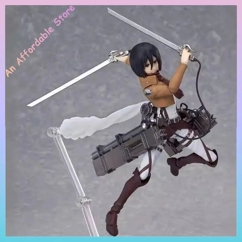 Attack On Titan Action Figure Figma Mikasa Ackerman 203 Eren Yeager 207 Captain 213 Model Statue Children Toys Birthday Gift