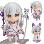 Re:Zero Emilia 751 Q Version Nendoroid Posable Anime Figure With Face Swap Toys Cute Doll Collectible Desktop Decoration Gifts