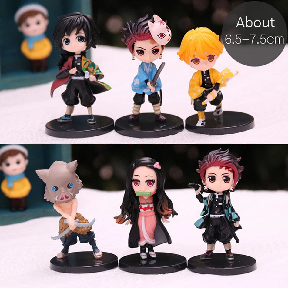 Q Posket Figure Wholesale Demon Slayer Mini Figurine 5Pcs 10Pcs 12Pcs 15Pcs Sets Kimetsu No Yaiba Small PVC Dolls Desktop Decora