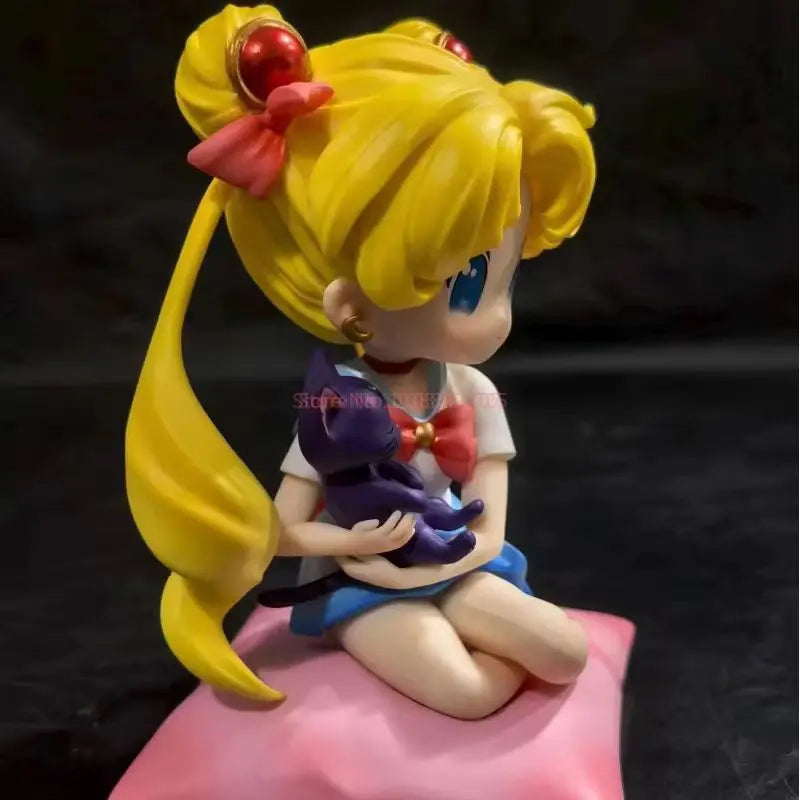 New Q-Style Sitting Sailor Moon & Usagi Tsukino Gk Statue - Anime Collectible Figure, Kawaii Desktop Decor For Fans Gifts