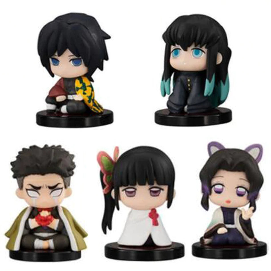 Q Posket Demon Slayer Figure Wholesale Mini Figurine 5cs 10Pcs 15Pcs Sets Kimetsu No Yaiba Small PVC Dolls Desktop Decoration