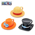 Anime One Piece Cosplay Ceramics Mug Water Cup Creative Luffy Ace Sabo Three Brothers Hat Shaped Coffee Milk Cup Ornament Gifts