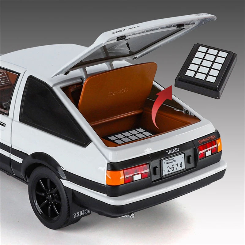 1:18 Movie Car INITIAL D AE86 Alloy Sports Car Model Diecasts Metal Classic Racing Car Vehicles Model Sound Light Kids Toys Gift