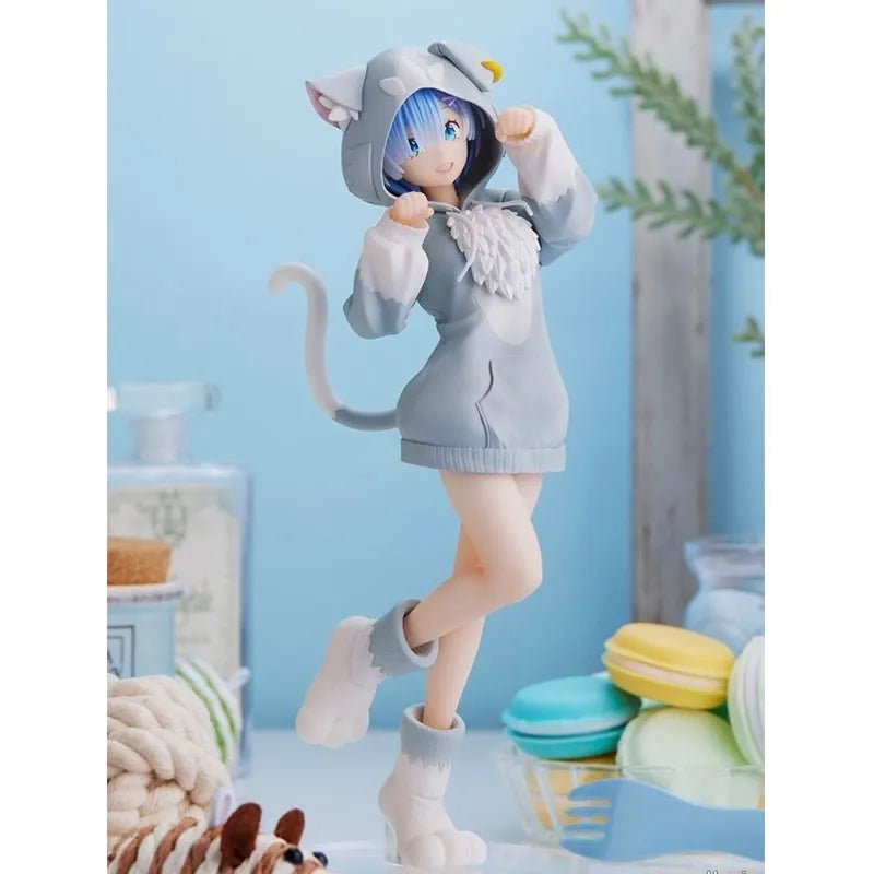 18CM Anime Rem Emilia Cat RE: Zero Starting Life In Another World Figure Different Color Version Static Toys Japanese Dolls