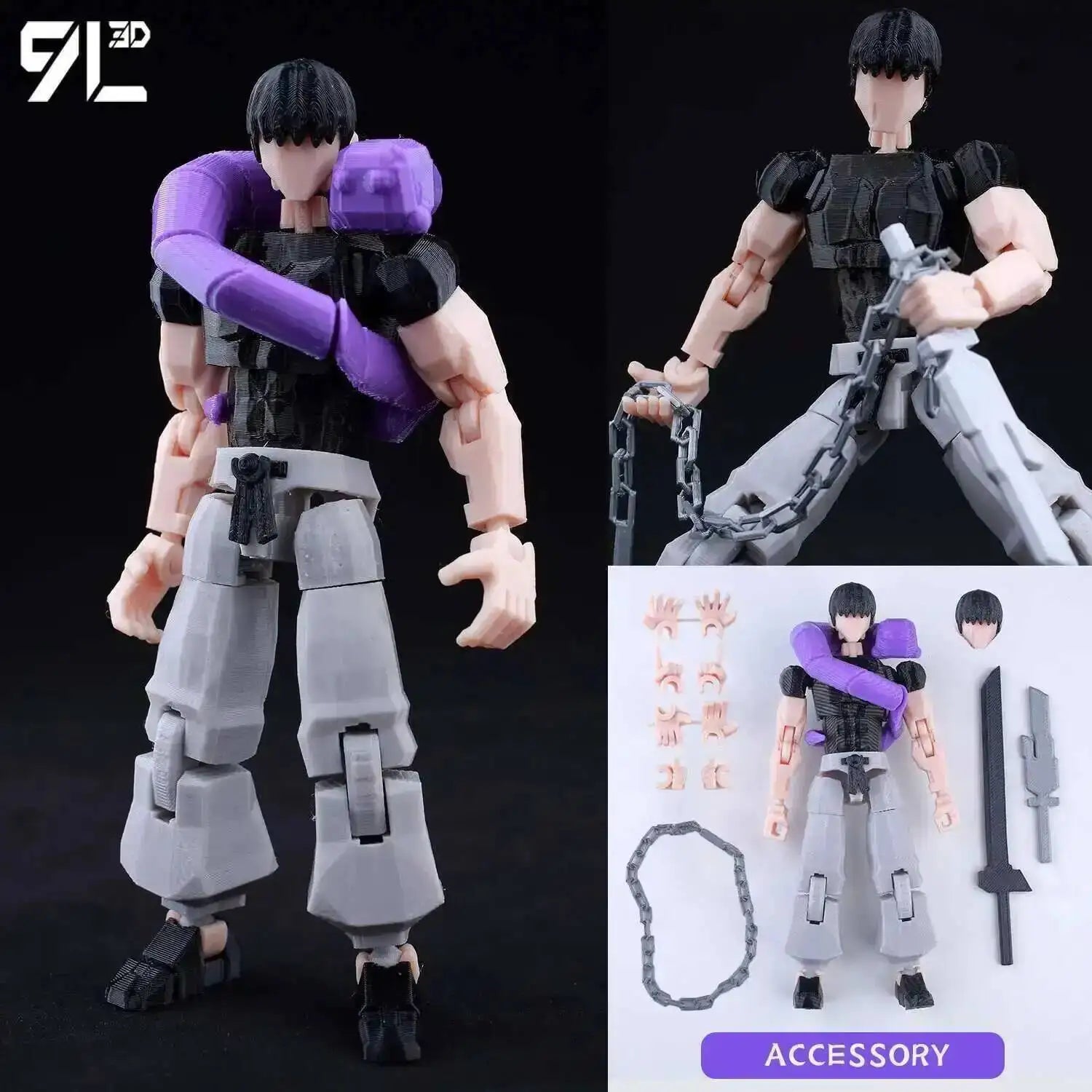 9L3D Printed Dummy13 T13 In Stock Ready to Ship Jujutsu Kaisen Grey Robe Sukuna Figure Anime Articulated Model Stress-Relief Toy