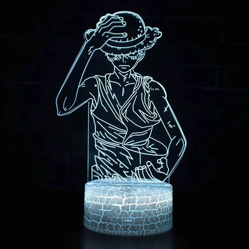 One Piece Zoro Luffy Nami Anime Night Lights Action Figure 3D LED Color Changing Toys Doll Usopp Sanji Chopper Hancock Xmas Gift