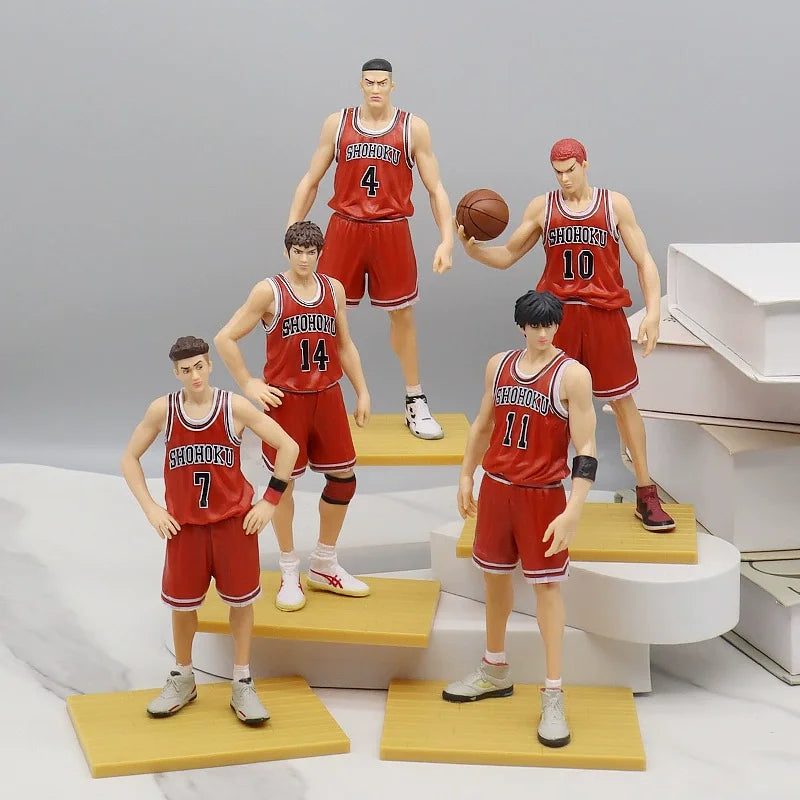 5pcs Slam Dunk Anime Figure Shohoku Team Standing Style Sakuragi Hanamichi Rukawa Maple Hisashi Mitsui Desktop Decorations Gifts