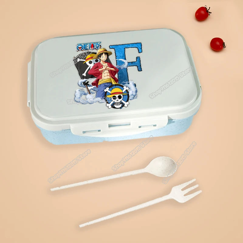 One Piece Luffy Letter Lunch Box Portable Kids Separated Bento Box Anime Cartoon Leakproof Food Container Microwave Dinnerware